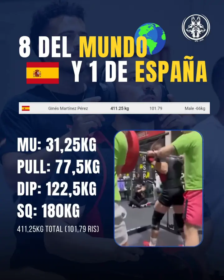8.º del mundo y 1.º de España: 411,25kg de total