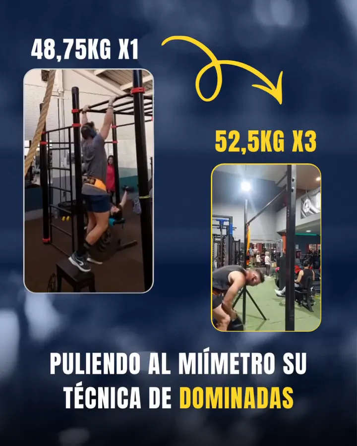 Dominadas: de 48,75kg x1 a 52,5kg x3